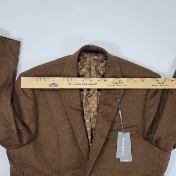 Michael Kors KIP‎ Men's Flannel Sport Coat Brown Silk Wool Cashmere Brown 42S - Picture 2 of 16